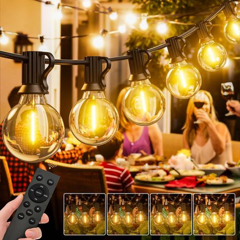 Guirlande lumineuse navette d'extérieur de 45 m avec télécommande – Guirlande lumineuse de jardin DEL alimentée sur secteur – Lumière de jardin à intensité variable étanche avec minuterie pour (1/5)