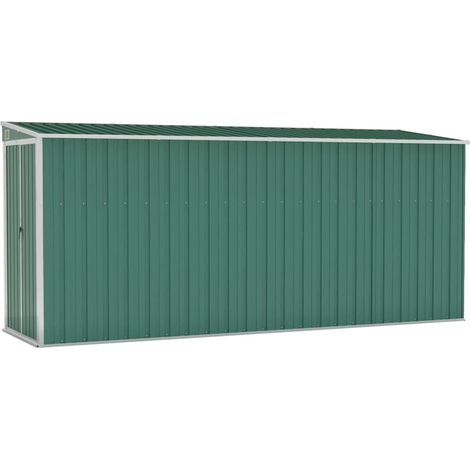 Vidaxl – Abri de jardin métal mural vert 118x382x178 cm – Acier galvanisé – Double porte avec verrouillage – Évacuation automatique de l'eau