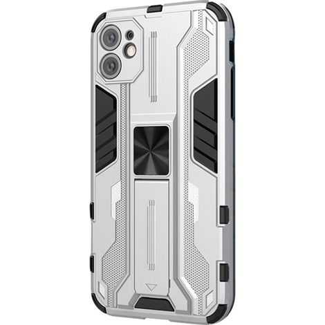 Esta funda de doble capa a prueba de golpes de grado militar está diseñada para el iPhone 11. Cuenta con un soporte de anillo para una sujeción segura y soporte magnético. (1/2)