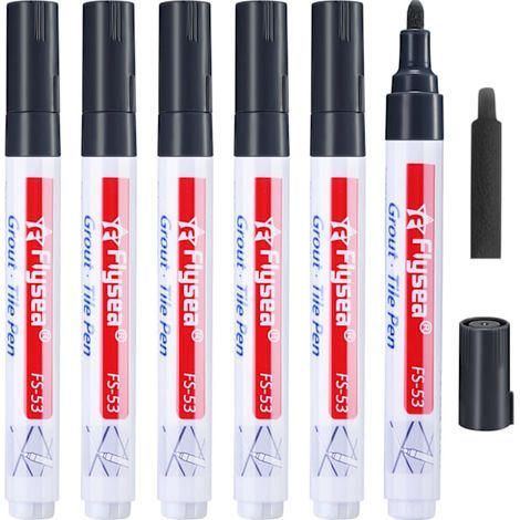 6pcs stylo à coulis pour joints de carrelage, stylo de rénovation de joints muraux, marqueur de réparation, stylo de remplissage de joints pour restaurer les murs carrelés, les sols, la salle de bain (1/5)