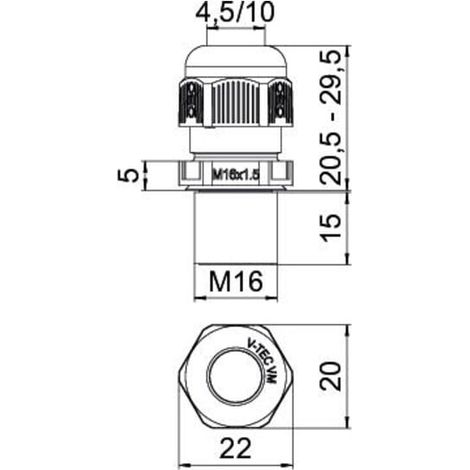 OBO Bettermann Kabelverschraubung V-TEC VM L16 SW