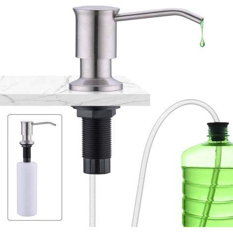 Under-counter soap dispenser, stainless steel kitchen sink soap dispenser, built-in soap dispenser, with bottle