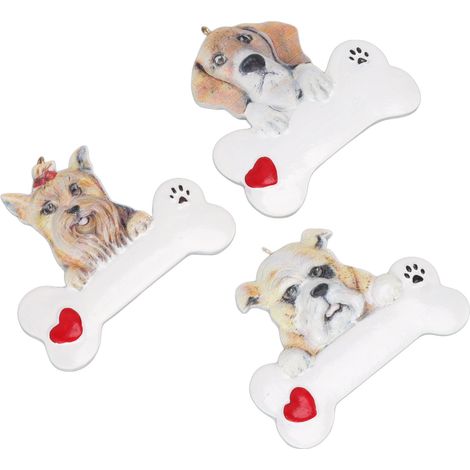 Sapin de Noël Pendentif Chien en Résine Résistant DIY Xmas Chiot Porte-Clés Déco Combo de Deux Pièces (1/5)