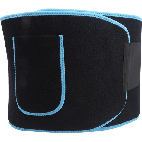 Ceinture de soutien lombaire élastique, bande abdominale ajustable pour sport et fitness, 124 x 23 cm, noir+bleu (1/5)