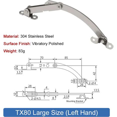 (TX80-DS-LH-SS-1PCS) Porte d'armoire de distribution pour interrupteur de fin de course, charnière pliante, support de dispositif de fin de course en acier inoxydable, porte d'armoire mécanique (1/5)