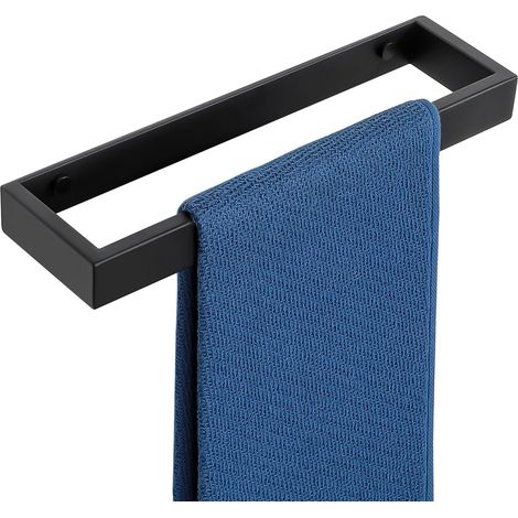1 Porte-serviettes Mural, Acier Inoxydable SUS304, Montage Vis ou Adhésif, Noir Mat, Salle de Bain Cuisine