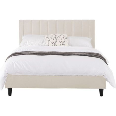Letto 140x190 cm in velluto beige CAMBRIDGE (1/5)