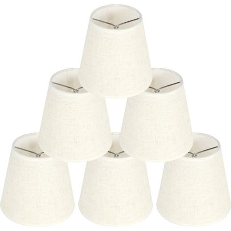 Fabric Lampshade, Medium Fabric Drum Lampshade, Pack of 6 Clip Lampshades Replacement Lampshades, Clip Lampshades, Small Vintage Candle Holder Chandelier Lampshades, 9 x 14 x 13 cm (1/5)