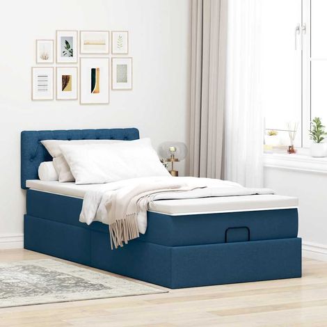 Ottoman-Bett mit Matratze Blau 90x200 cm Stoff (1/5)