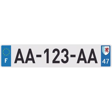 Plaque d'immatriculation Plastique homologuée SIV 520 x 110 mm - 520 x 110 mm