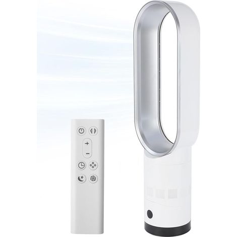 Ventilateur sans rotor avec télécommande, ventilateur tour 2 en 1, très silencieux et purificateur d'air avec HEPA, 8 vitesses, oscillation à 90°, minuterie, refroidisseur d'air, climatiseur mobile (1/5)