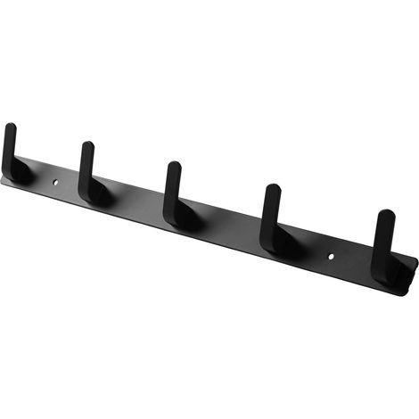 5-Haken-Handtuchhaken in mattem Schwarz, robuster Landhausstil, Bademantelhaken, Huthaken, Küchenhaken, Handtuchhalter (1/5)