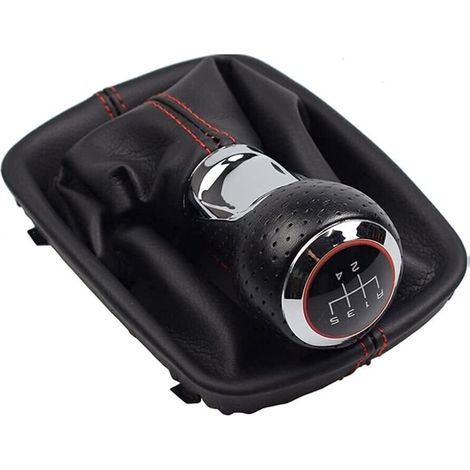 Enowelir Pommeau de levier de vitesse de voiture en cuir avec couvercle de coffre poignée à 5 vitesses pour Audi A4 B6 8E 2000-2004 A6 C5 4B 1997-2005 (vitesse R-5) (1/3)
