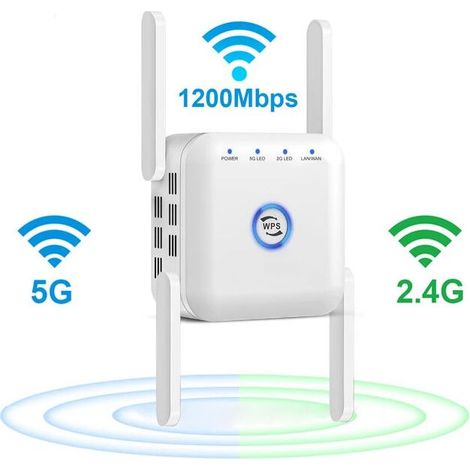 AC24 double bande répéteur amplificateur de signal wifi 1200M sans fil à travers le routeur mural répéteur Wifi (blanc) (1/5)