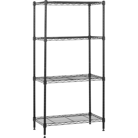 Étagère à 4 tablettes étroites réglables en Hauteur avec Pieds de nivellement, Charge Max. 363 kg, Noir, 34 L x 58.9 W x 121.9 H cm (1/5)