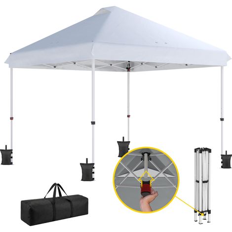 Pavillon pliant pliable 3 x 3 m étanche, stable et résistant à l'hiver, protection UV 50+, avec sac de transport et sacs de sable