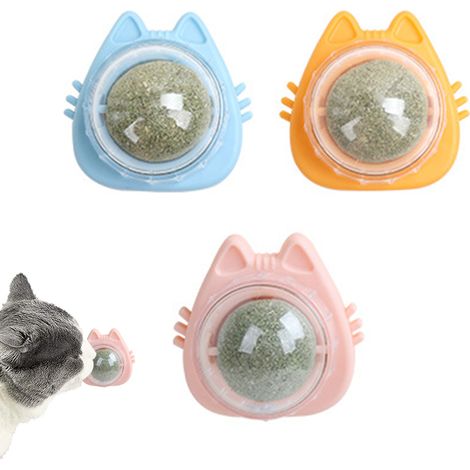Jouet Pour Chat - Boule De Herbe À Chat Rotative Auto-Adhésive - Pour Nettoyage Dentaire - 3 Pièces (1/5)