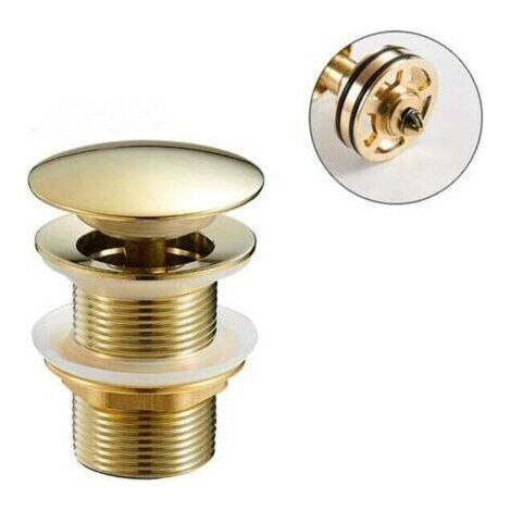 Automatic desagüe para lavabo - Latón - Universal - Sin rebosadero - Para lavabos y fregaderos - Oro Ikodm (1/4)