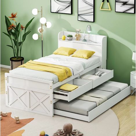 Cama Nido 90x190 Cm Estructura Madera Maciza Blanca (1/5)