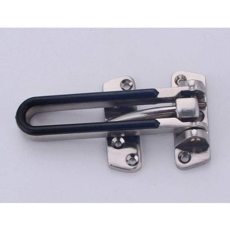 1 - Entrebâilleur de porte - Chaîne de sécurité - Protection anti-effraction pour porte en bois - Acier brossé - Argent - 30x50mm (1/4)