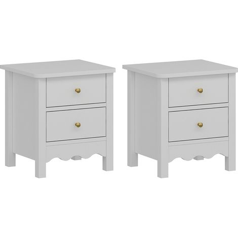 Lot de 2 tables de chevet avec 2 tiroirs - Blanc - ILIZANA (1/5)