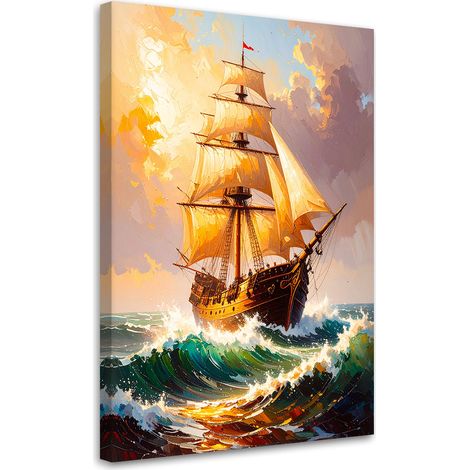 Wandbild Segelschiff auf rauer See 60x90 cm (1/5)