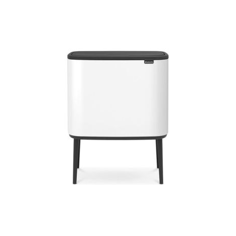 Poubelle à pédale 11 + 23 litres – Acier inoxydable blanc – 2 compartiments amovibles pour tri des déchets – Design gain de place – Brabantia (1/10)