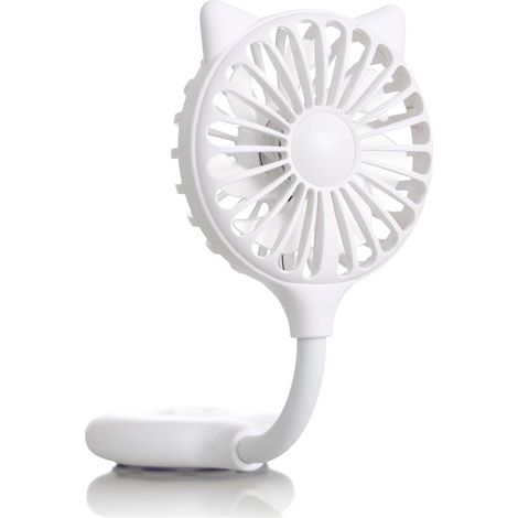 Mini ventilateur avec oreilles de chat，3 vitesses，rechargeable par USB，23 cm de hauteur (blanc，23 x 8 x 2,5 cm / petit) (1/5)