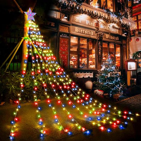 LED Guirlande Lumineuse Sapin de Noel avec Étoile, 9x2m USB Lumière de Décoration d'Arbre de Noël, 8 Modes d'Éclairage Guirlande Lumineuse avec Télécommande pour Intérieures Extérieures (Multicolor) [ (1/5)