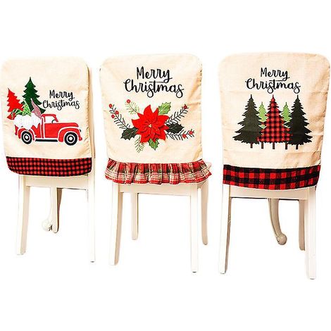lot De 3 Housses De Chaise Du Vieux De La Fort De Nol, 55 X 45 Cm, Dcoration De Chaise De Nol Crative (1/5)