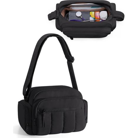 Krankenschwestertasche mit Griff und Schulterriemen, Schwarz