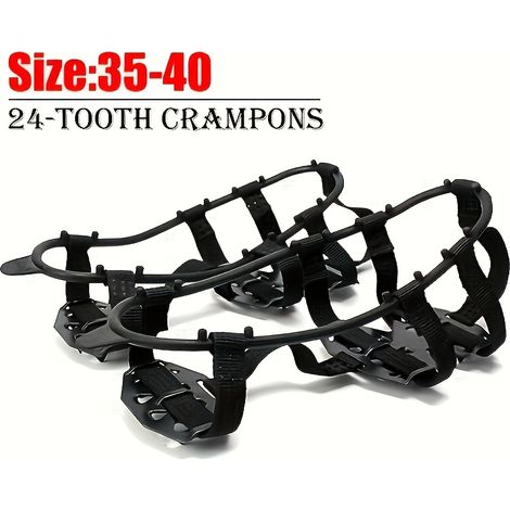 Un ensemble de chaînes à neige antidérapantes pour chaussures, fabriquées en acier au manganèse durable, avec 24 dents pour une excellente adhérence, Un (1/5)