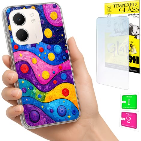 Schutzhülle für Oppo A5X: Foto-Rückseite mit Wellenmuster + 9H-Glas (1/5)