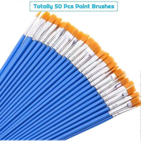 Lot de 50 petits pinceaux plats Anezus pour loisirs créatifs, idéaux pour les enfants et les débutants en peinture acrylique et aquarelle. Parfaits pour les travaux manuels et les travaux de précision (1/5)