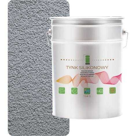 INTONACO SILICONICO PER FACCIATE ESTERNE, GRIGIO 1,5 MM PREMIUM 15 KG