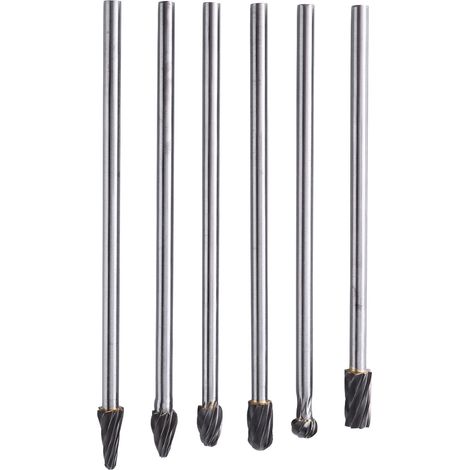 Jeu de 6 fraises et limes circulaires en carbure de tungstène et aluminium, queue de 6 mm, diamètre de coupe de 10 mm (1/5)