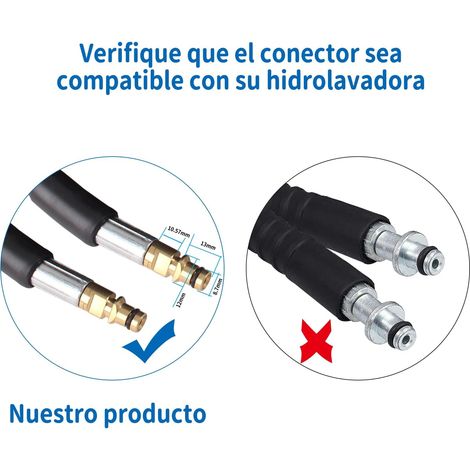 Tuyau de rechange haute pression 15 m pour série Kärcher K2 K3 K4 K5 K6 K7 – Rallonge avec kit de nettoyage de canalisations, raccord rapide – Noir (1/5)