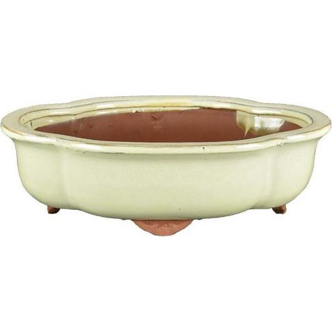Vaso bonsai smaltato a nuvola cm. 25 Avorio