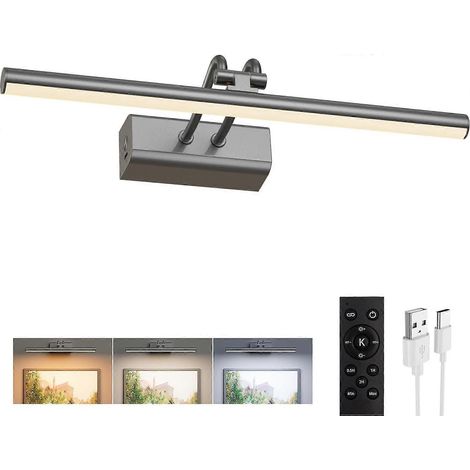 Lampe murale sans fil 138pouces(35cm) 4000mAh à piles télécommande incluse chargement magnétique exposition œuvres d'art gris (1/5)