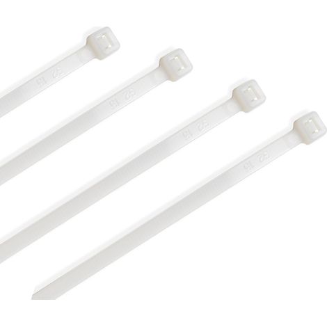 ERKO Fascette plastica bianche 200 x 7,6 mm 25 pezzi di cablaggio professionali, Resistente allatemperature, Resistenza alla rottura 54kg, forte
