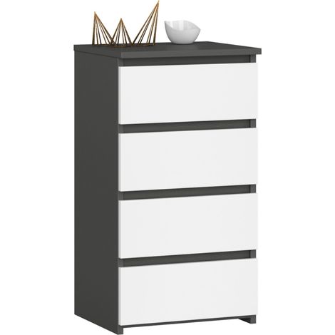 Cómoda AKORD CL4 Grafito Gris 40 cm 4 cajones frente en color Blanco 40x35x74 cm