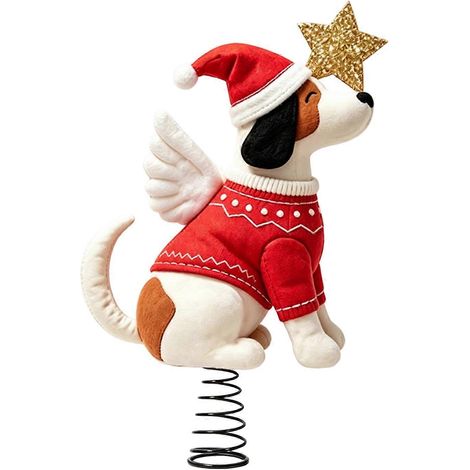 Feutre chien sapin de Noël cime, peluche avec bonnet de Père Noël, pour manteau de cheminée table Noël décoration (1/5)