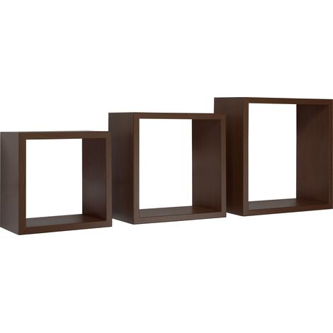 Set 3 Mensole da Parete Cubo in Fibra di Legno Incubo Wengè (1/5)