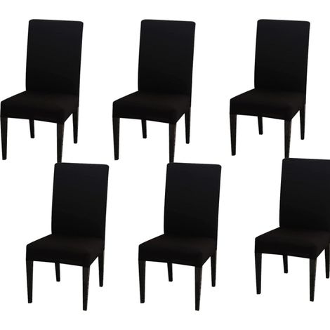 Ensemble de 6 housses de chaise extensibles noires, protection pour chaises de salle à manger