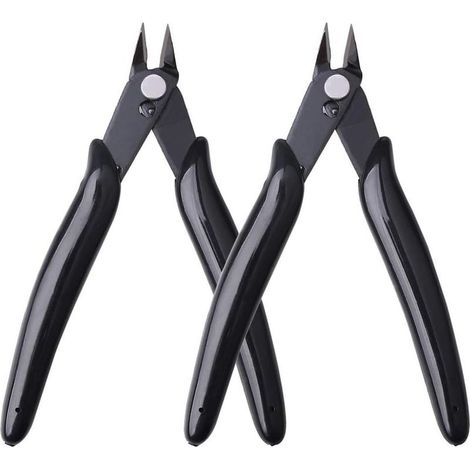 Precision side-cutting pliers for electricians and jewelers – 2 pieces, hardened steel, ergonomic black handles (1/4)