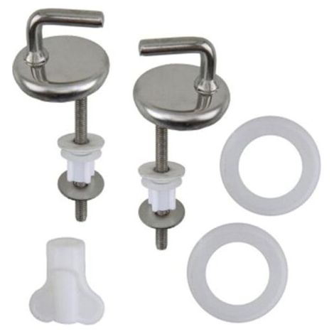 Bisagras de repuesto para asiento de inodoro - Kit de fijación estándar en acero inoxidable y ABS - Kit de reparación multifuncional para hoteles, escuelas y lugares públicos - 11,7 cm - Uso doméstico (1/4)