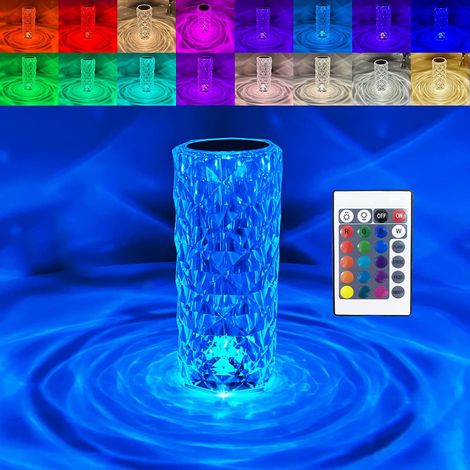 Crystal Diamond Table Lamp, 16 Colors Touch Control Bedside Lamp with USB Port, Romantic Pink LED Night Light with Remote Control for Bedroom, Living Room, Party (1/5)