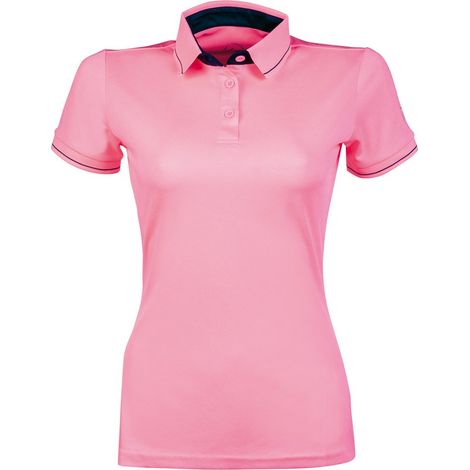 Polo da equitazione a manica corta per donna e bambina sagomata in vita modello Classico: M, corallo neon 3008
