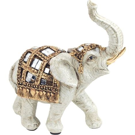 Signes Grimalt Figure africaine et figures d'éléphants Figure d'éléphant africaine et éléphants blancs 5x11x12cm 20240