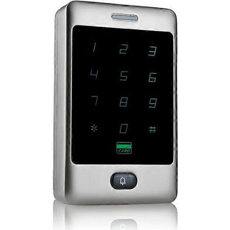 Clavier de contrôle d'accès RFID étanche en métal pour porte, 8 000 utilisateurs, lecteur de cartes 125 kHz, porte-clés inclus, couleur argent. (1/5)